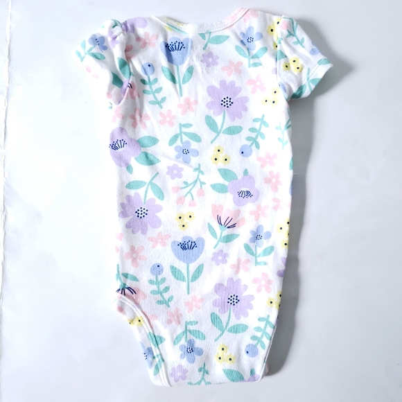3M Floral Onesie Bodysuit Pink Purple Green - Picture 3 of 3